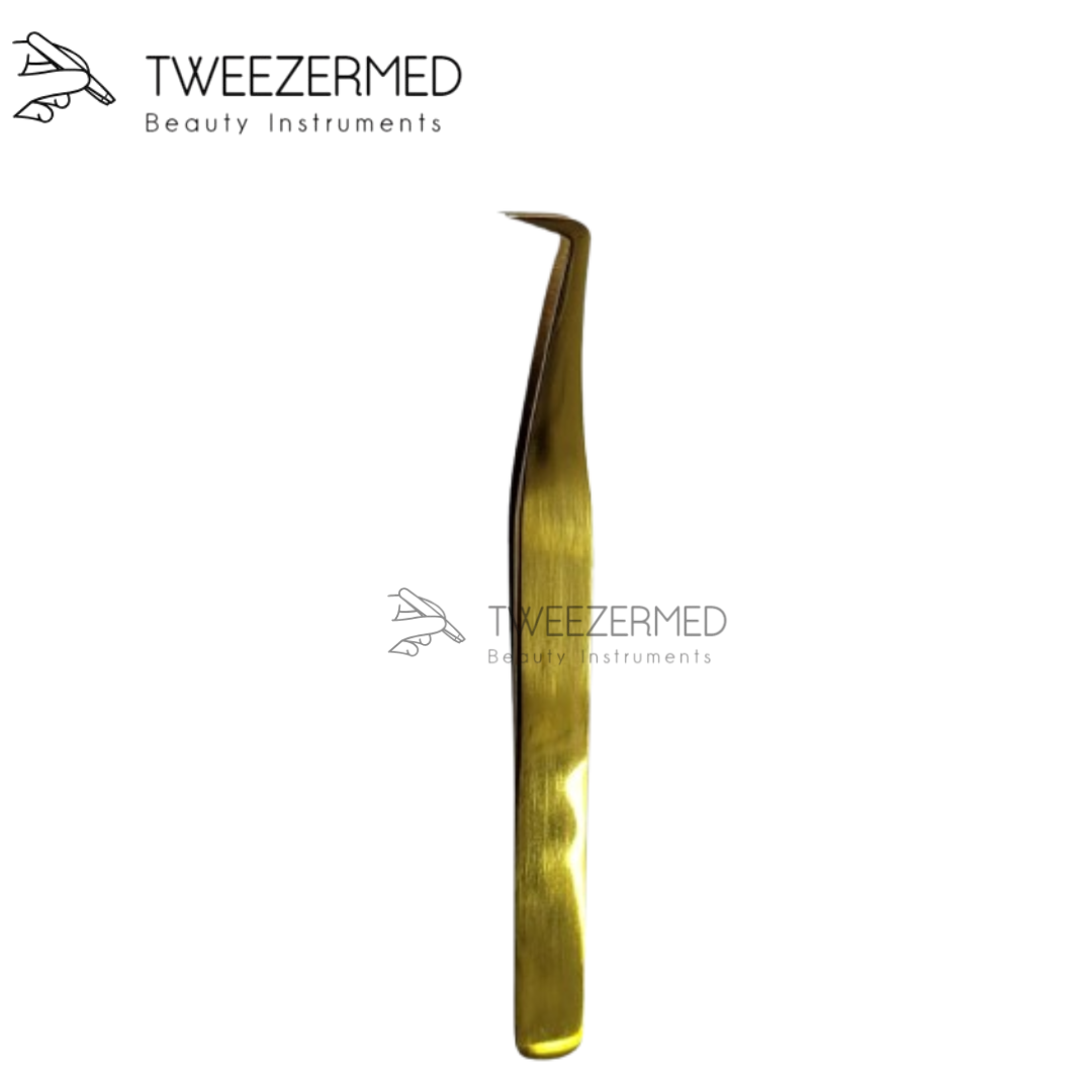 Gold Titanium Eyelash Tweezer – Precision Lash Tool by Tweezermed