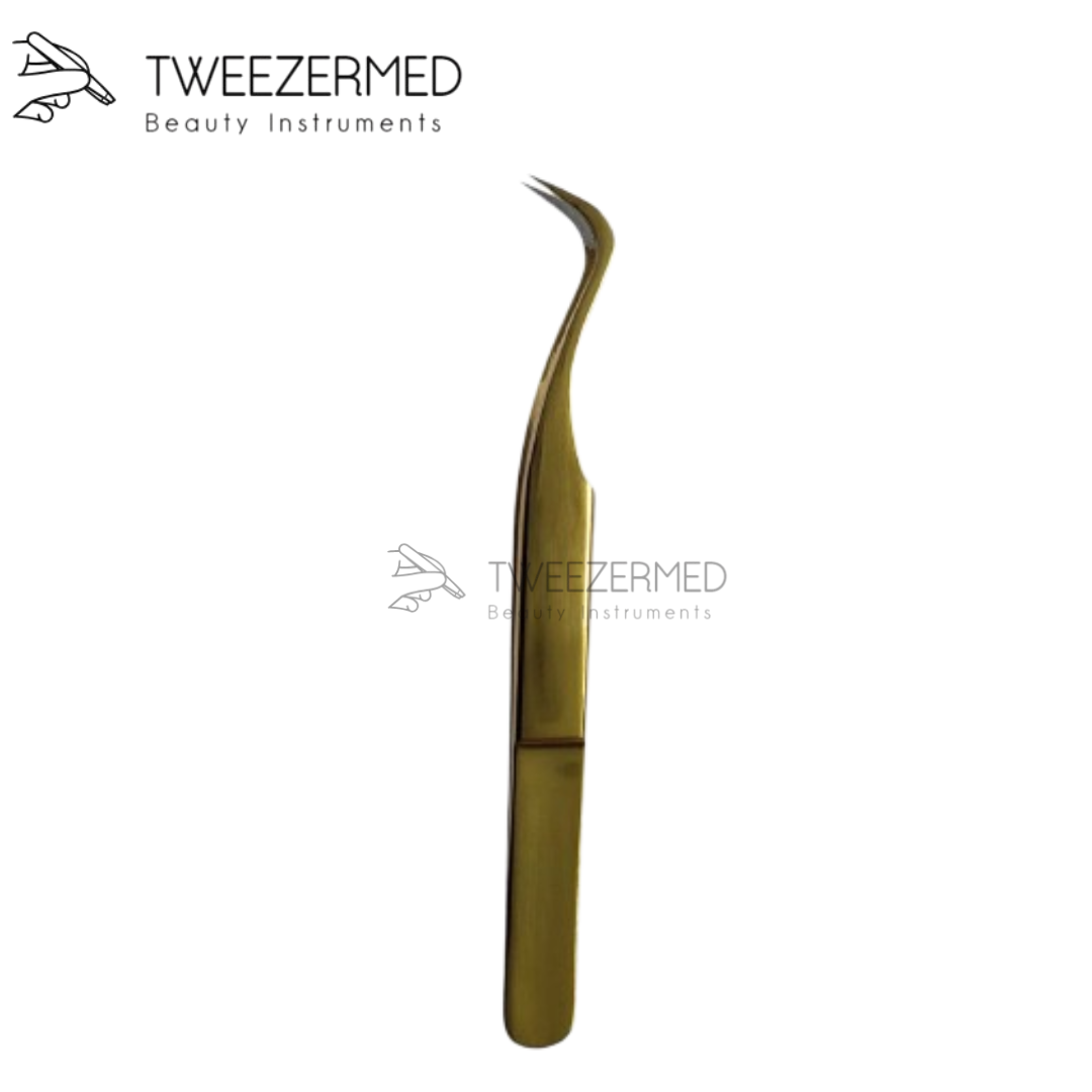 Gold Titanium Eyelash Tweezer – Precision Lash Tool by Tweezermed