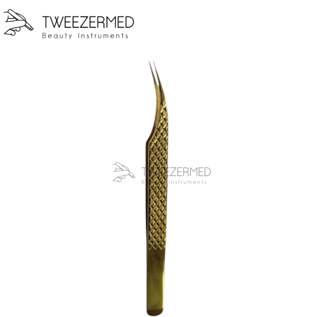 Gold Titanium Eyelash Tweezer – Precision Lash Tool by Tweezermed