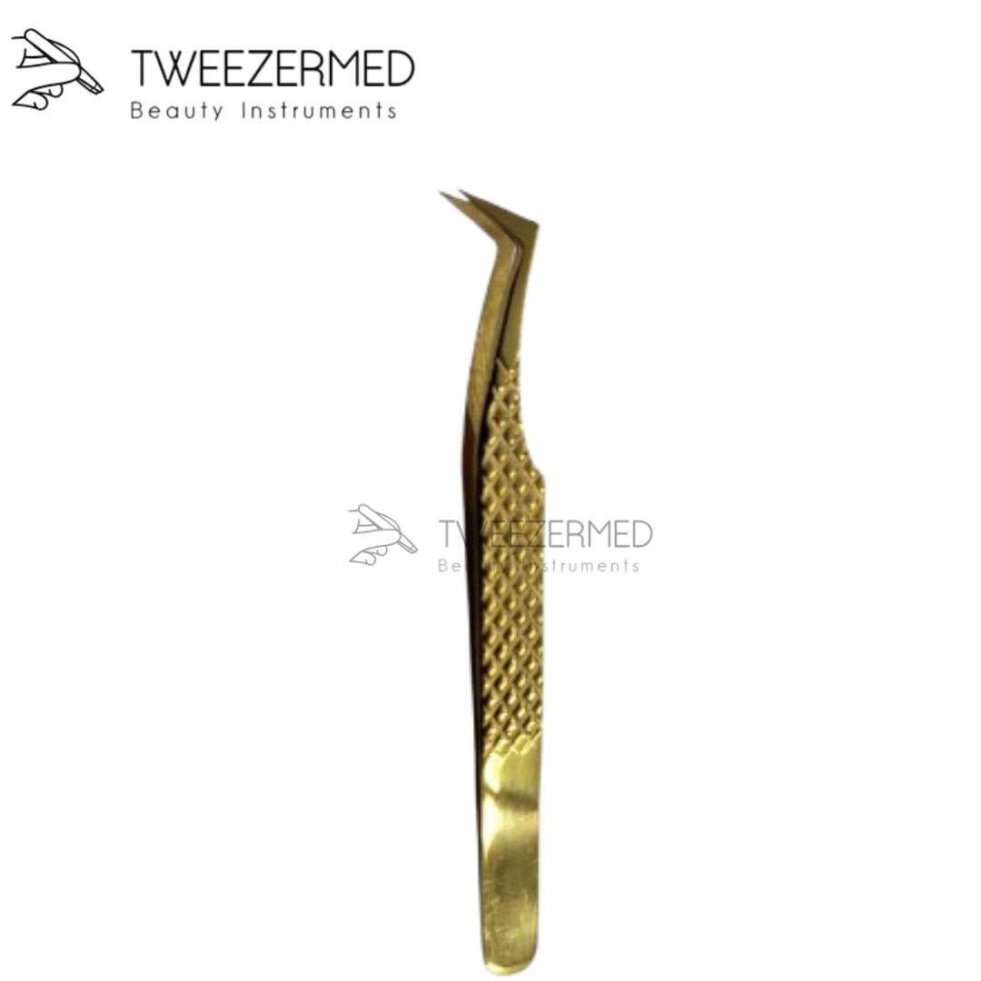 Gold Titanium Eyelash Tweezer – Precision Lash Tool by Tweezermed
