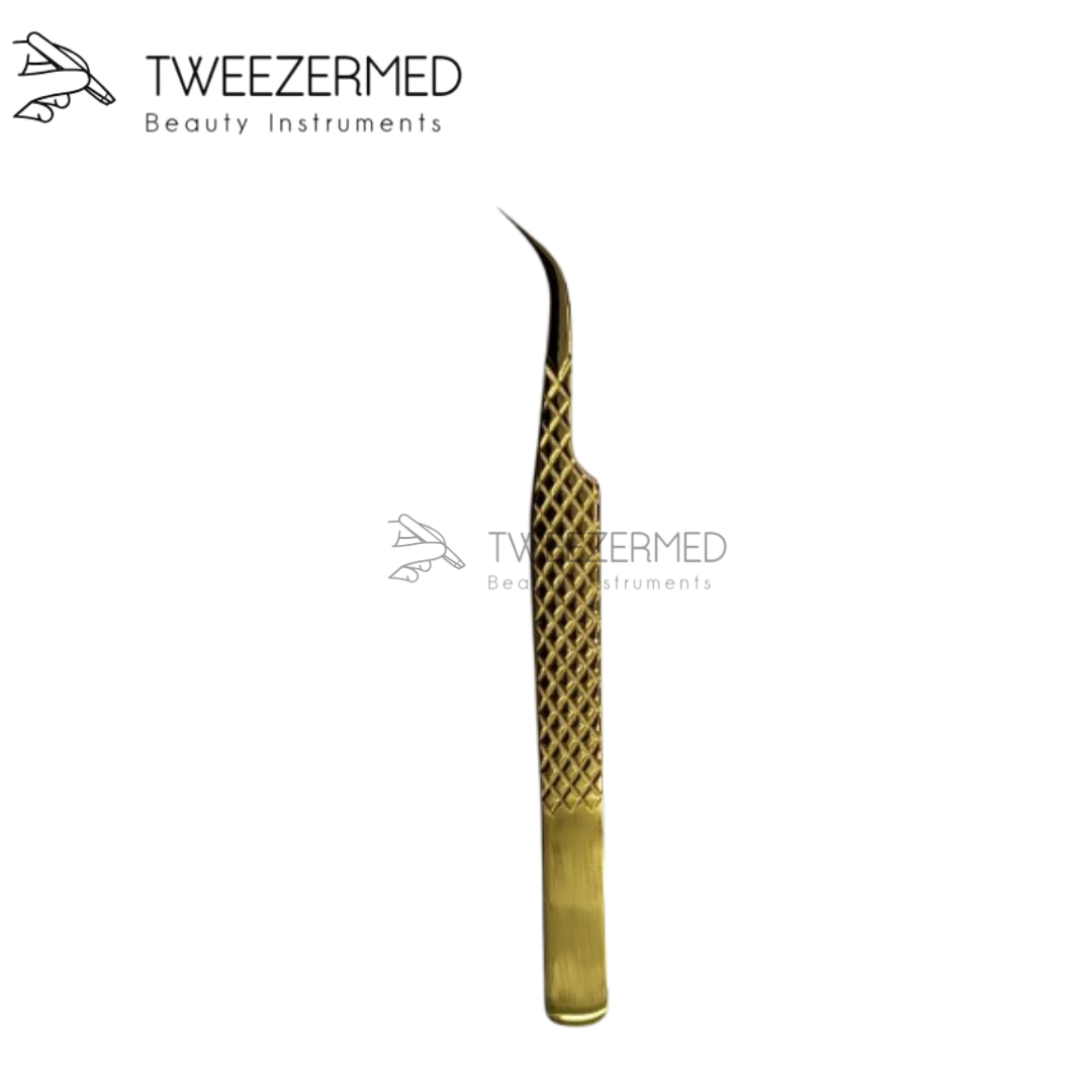 Gold Titanium Eyelash Tweezer – Precision Lash Tool by Tweezermed