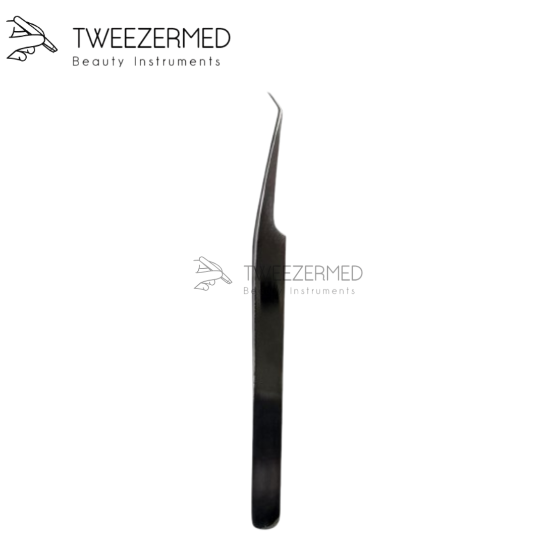 Black Plasma Titanium Eyelash Tweezer by Tweezermed