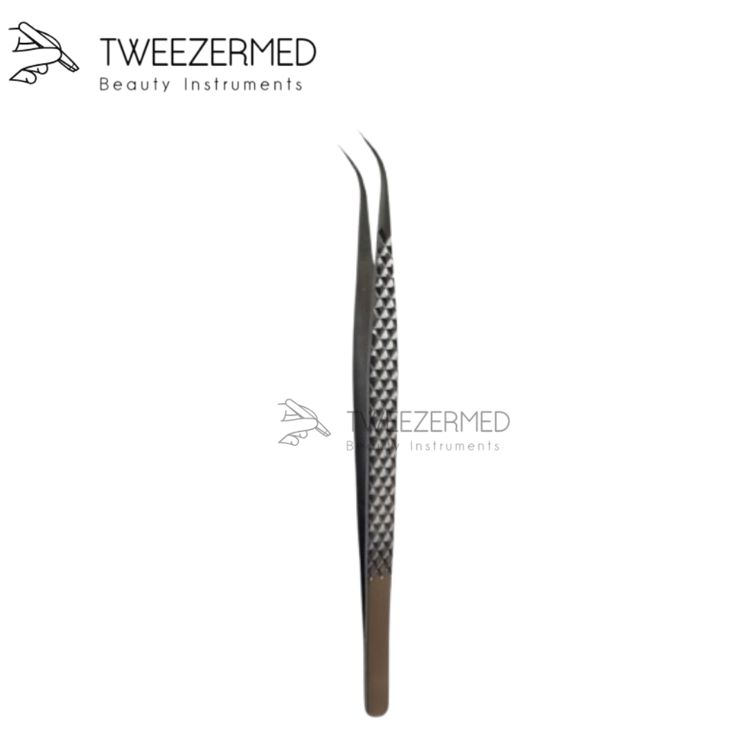 Black Plasma Titanium Eyelash Tweezer by Tweezermed