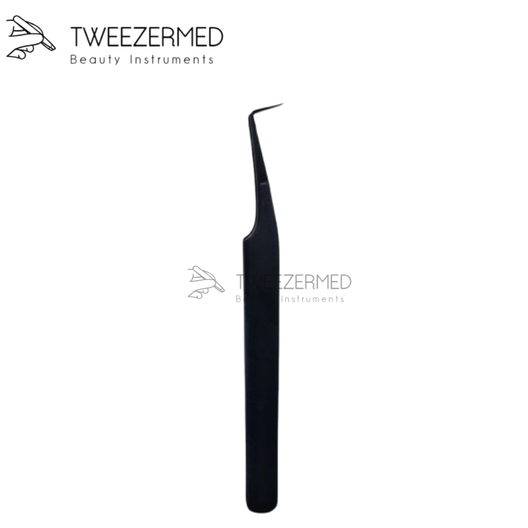 Black Plasma Titanium Eyelash Tweezer by Tweezermed