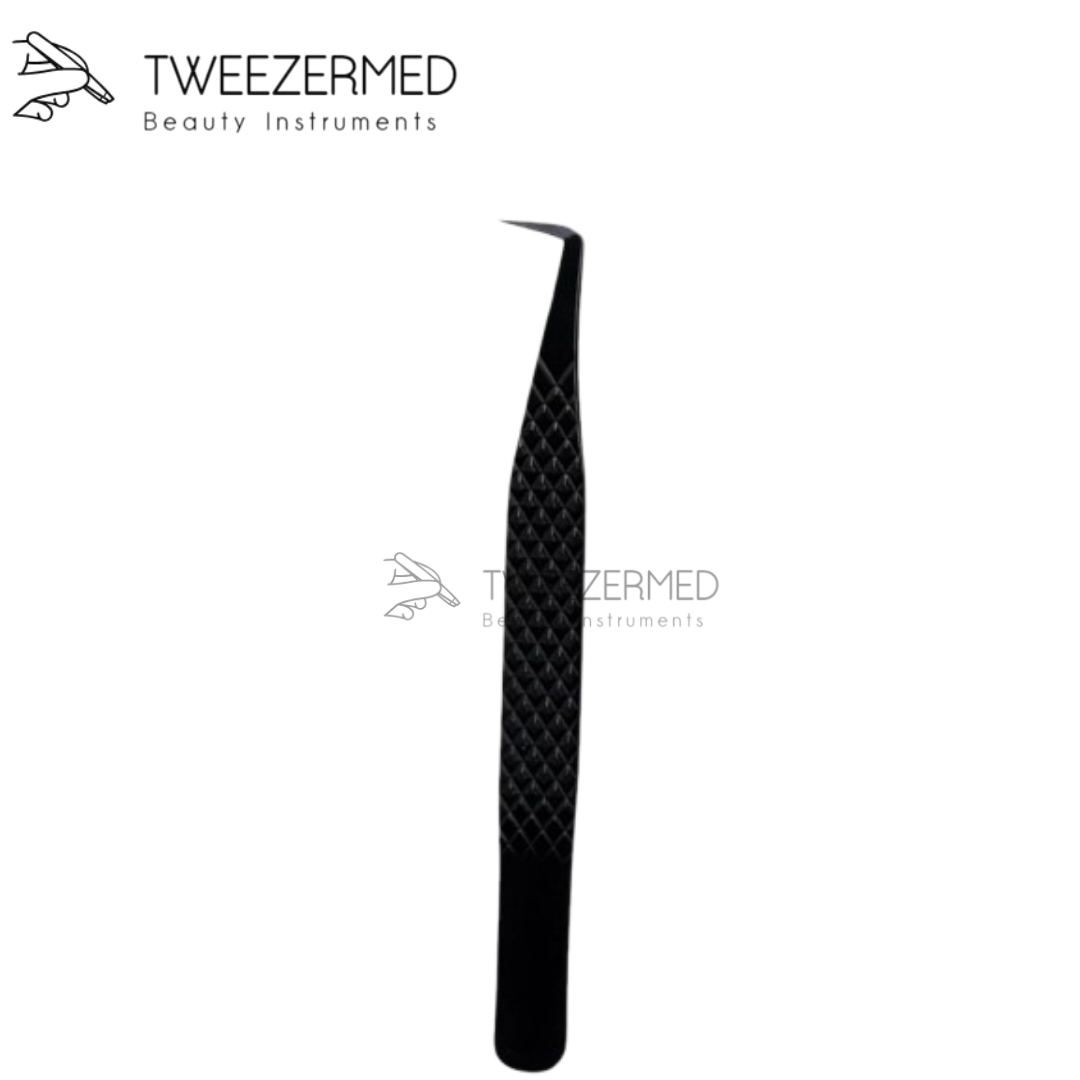 Black Plasma Titanium Eyelash Tweezer by Tweezermed