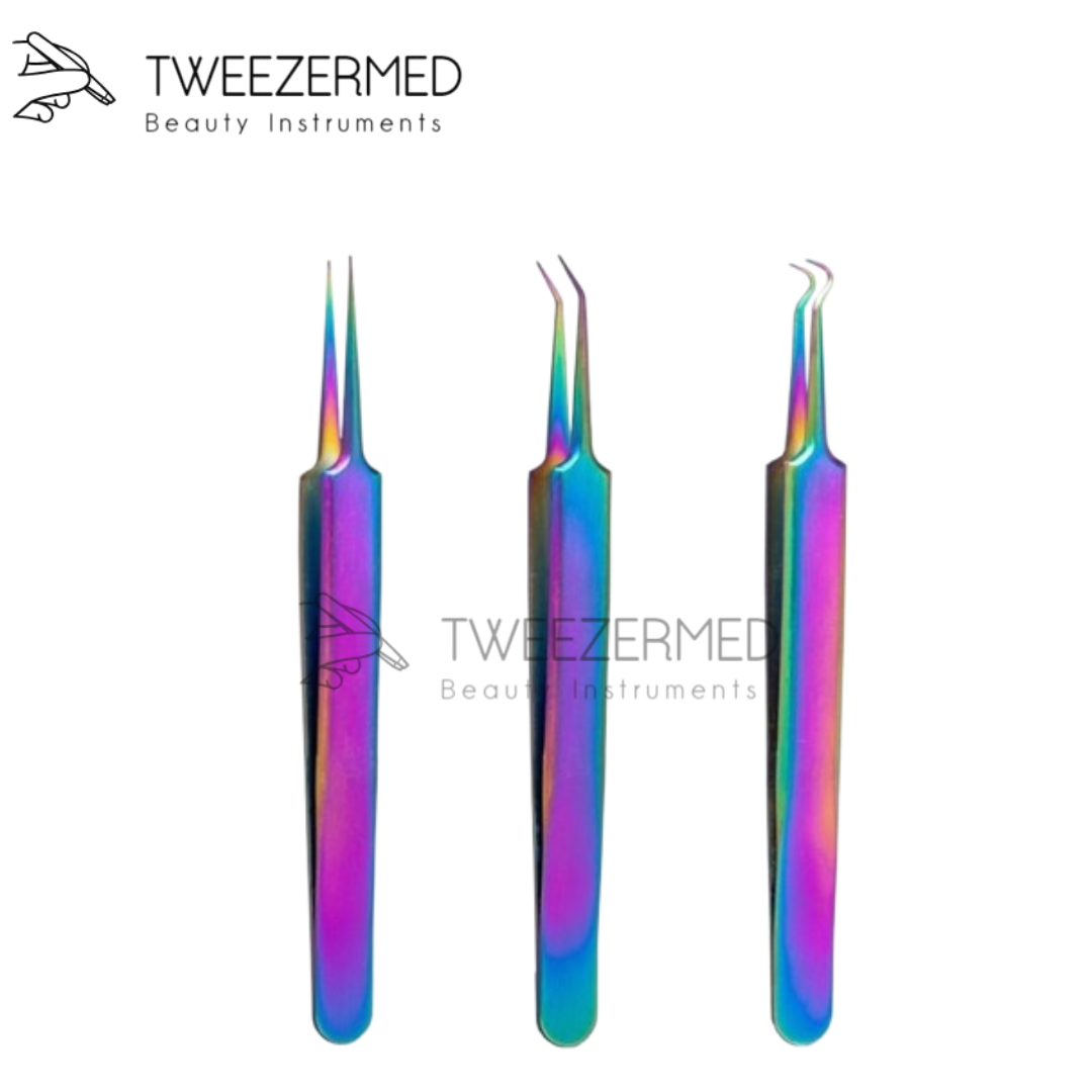 3 Pcs Multi-Plasma Tweezer Set – Rainbow Lash Tools by Tweezermed