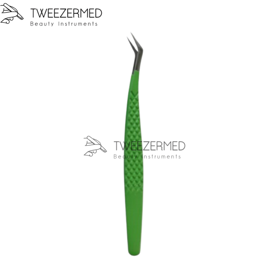 Green Lash Tweezer – Anti-Static Matte Powder Coated by Tweezermed