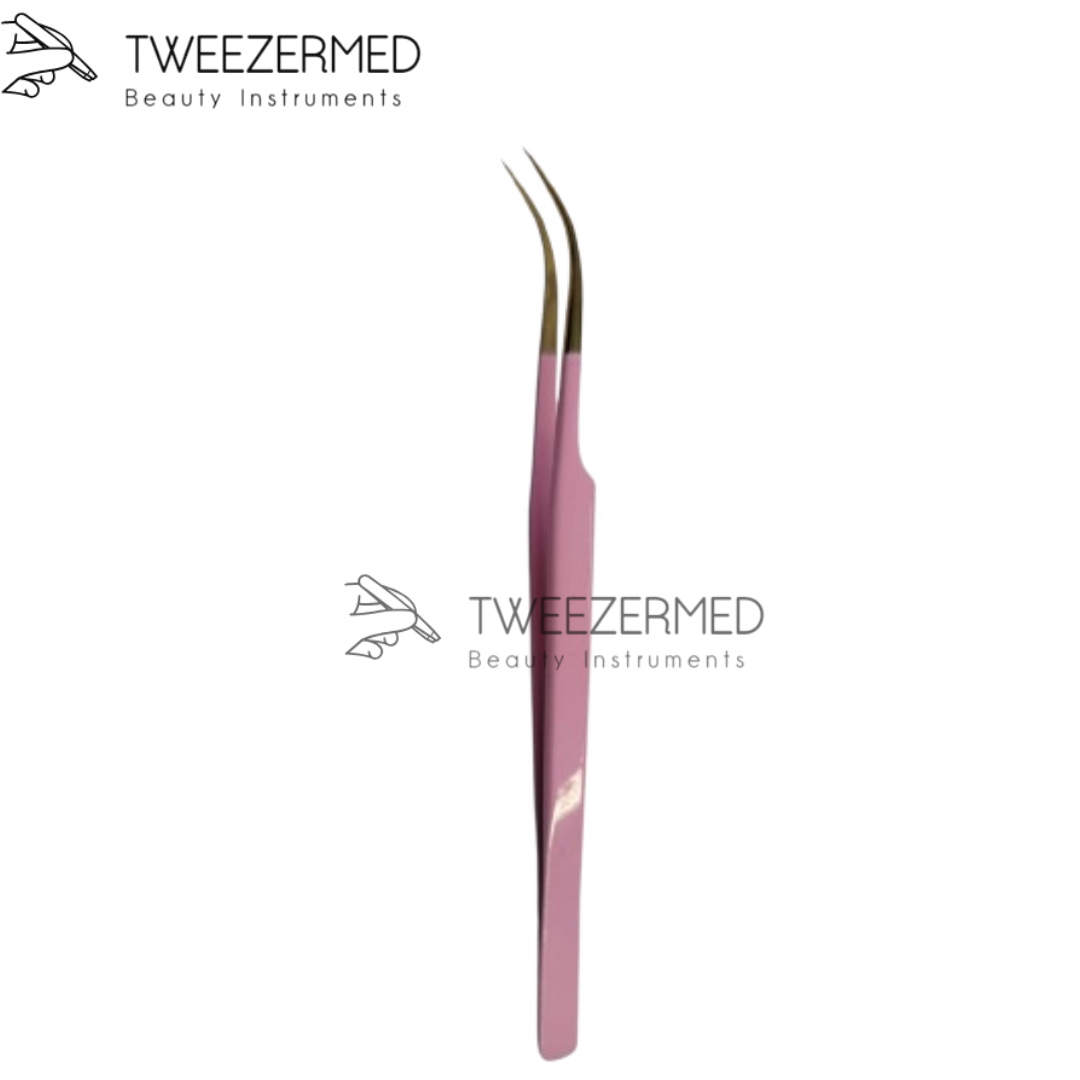 Light Pink Tweezer with Gold Tip – Pro Lash Tool by Tweezermed