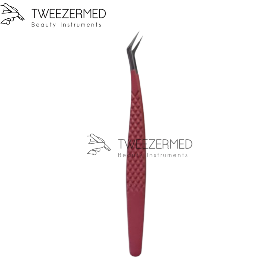 Red Matte Lash Tweezer – Anti-Static Grip by Tweezermed