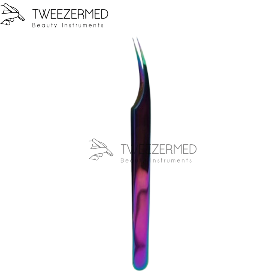 Multi-Plasma Titanium Eyelash Tweezer – Pro Lash Tool with Rainbow Finish By Tweezermed