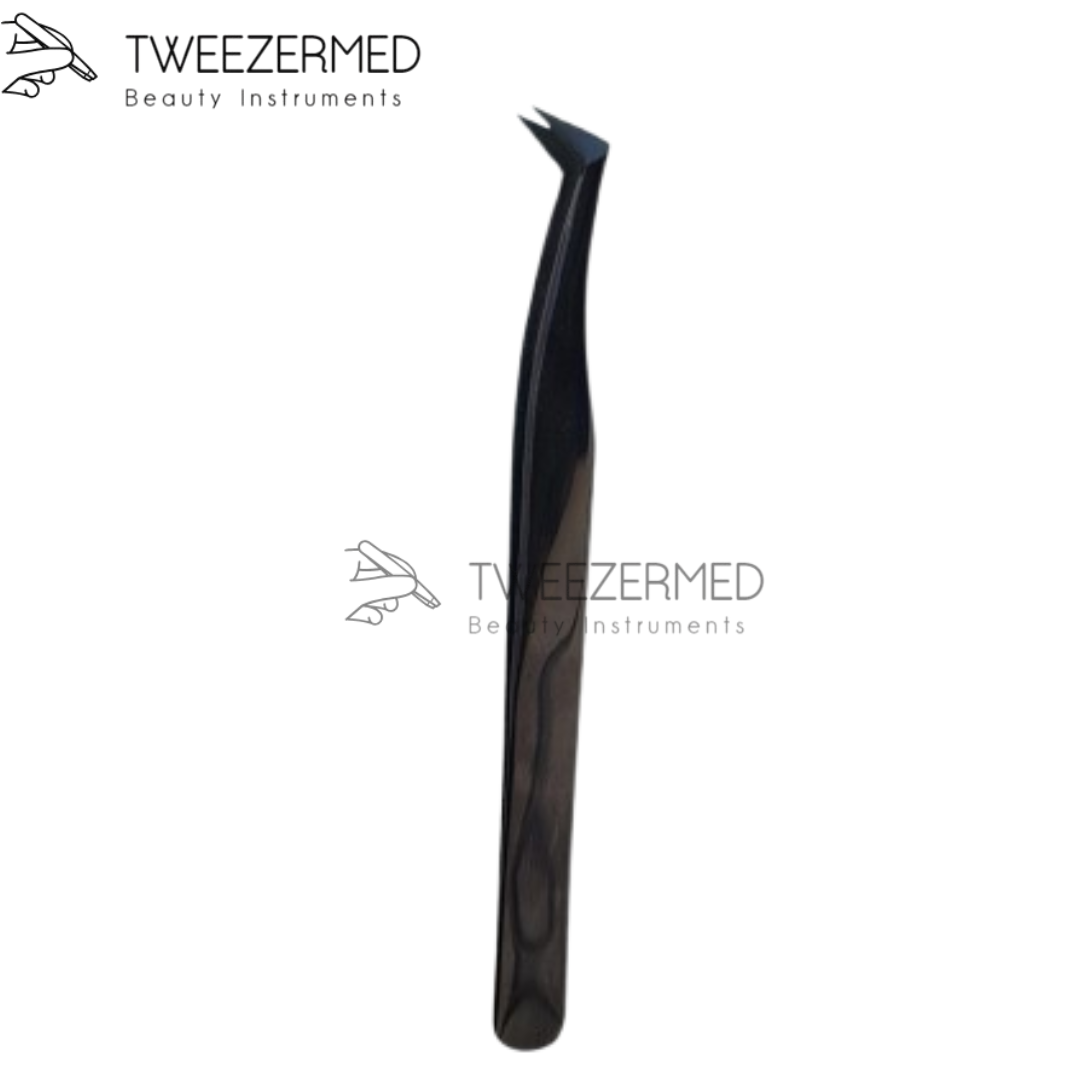 Black Plasma Titanium Eyelash Tweezer by Tweezermed