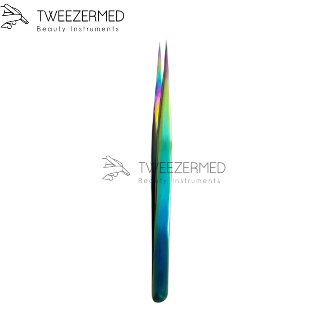Multi-Plasma Titanium Eyelash Tweezer – Pro Lash Tool with Rainbow Finish By Tweezermed