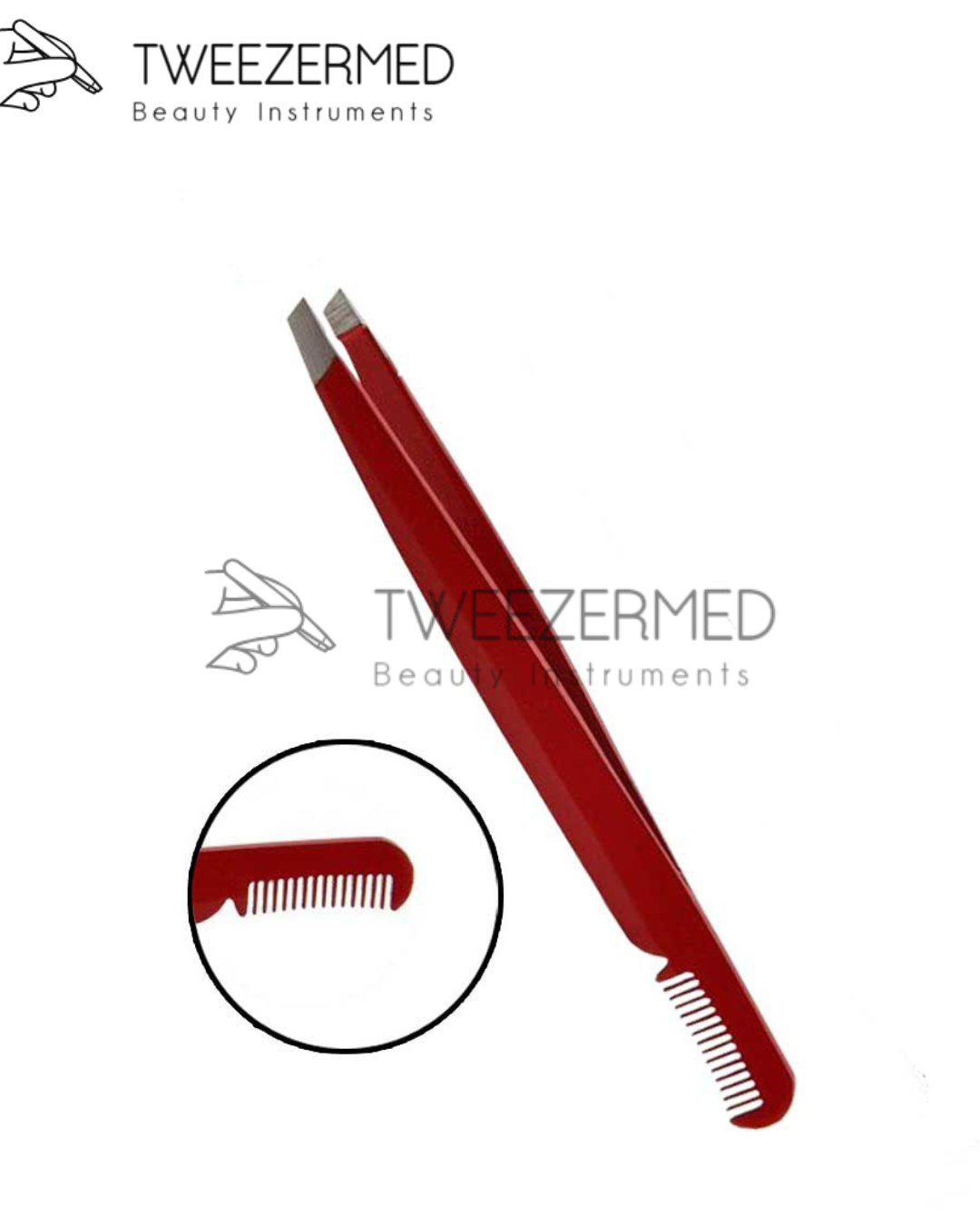 Red Duo Brow Tweezer – Grip & Comb in One By Tweezermed
