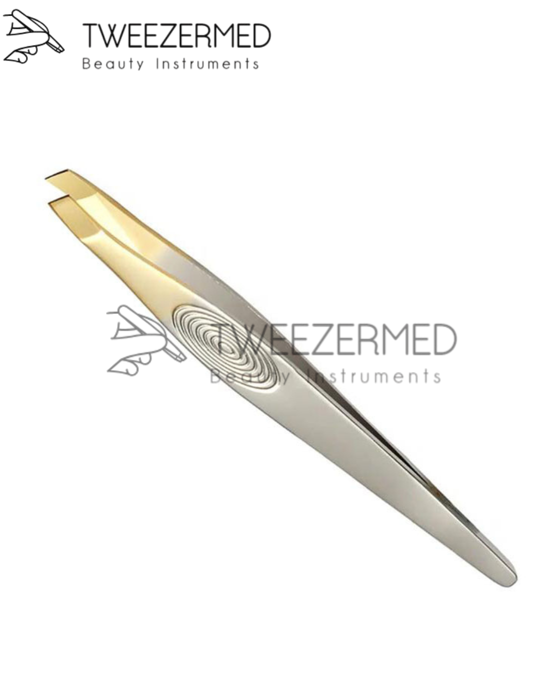 Gold Tip Eyebrow Tweezer – Precision Slant by Tweezermed