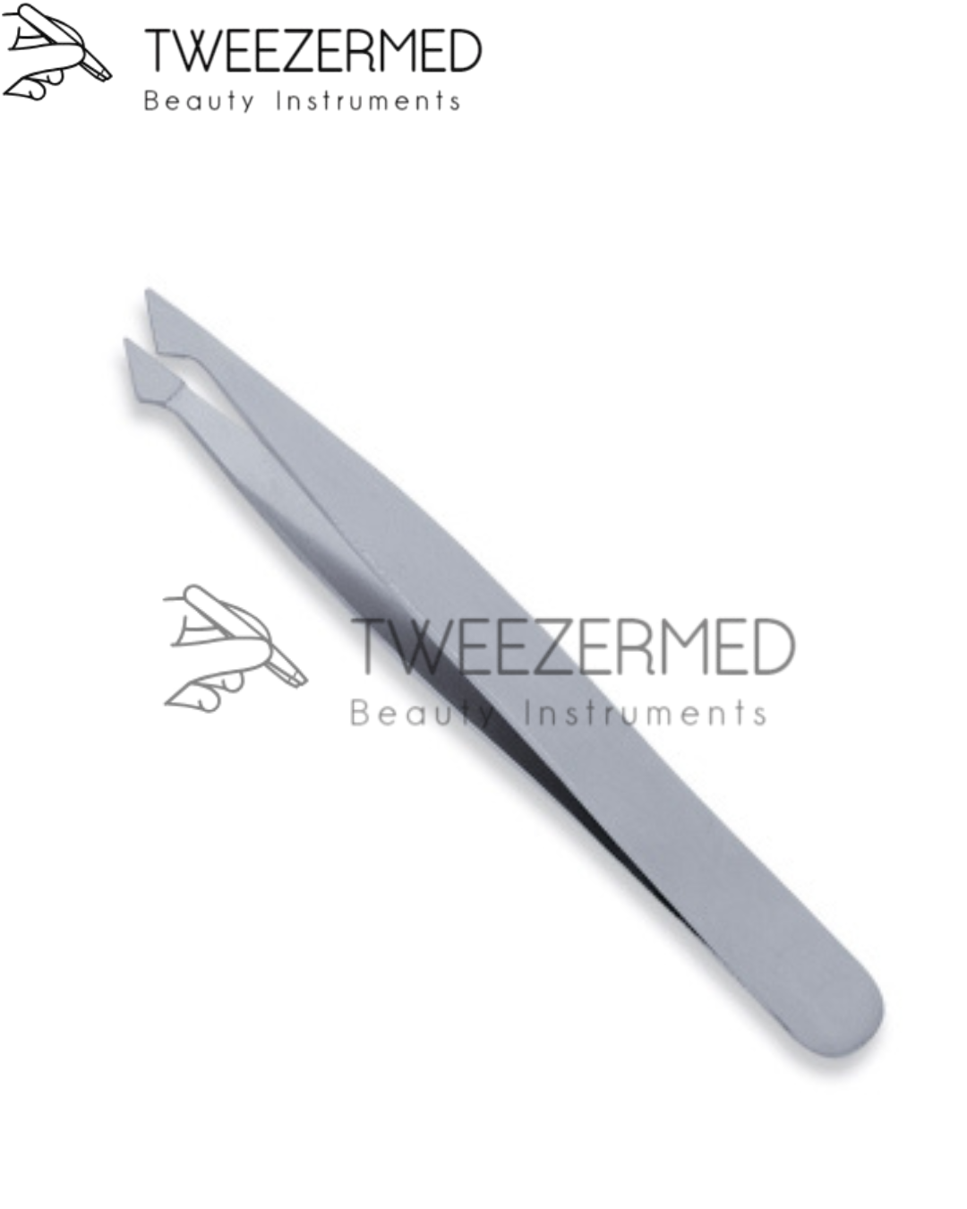 Stain Finish Eyebrow Tweezer – Slanted Stainless Steel by Tweezermed