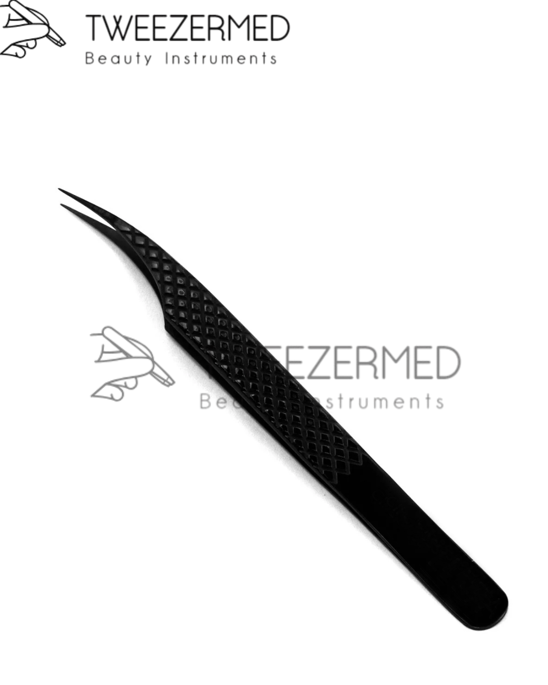 Black Plasma Titanium Eyelash Tweezer by Tweezermed