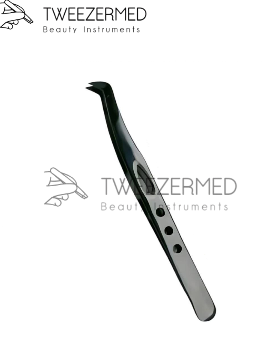 Black Plasma Titanium Eyelash Tweezer by Tweezermed