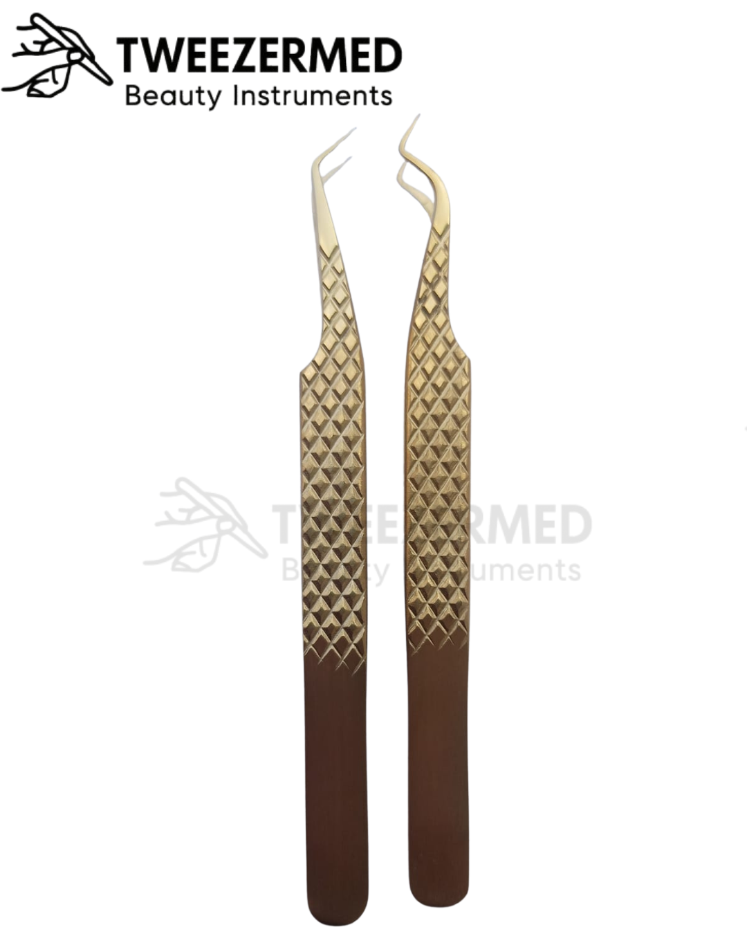 2 Pcs Matte Gold Lash Tweezer Set – Luxe Precision by TweezerMed