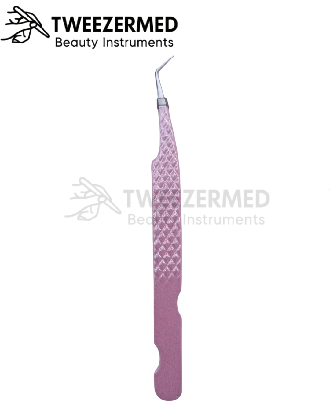 1 Pc Pink Shiny Powder Coated Lash Tweezer – Luxe Grip by TweezerMed