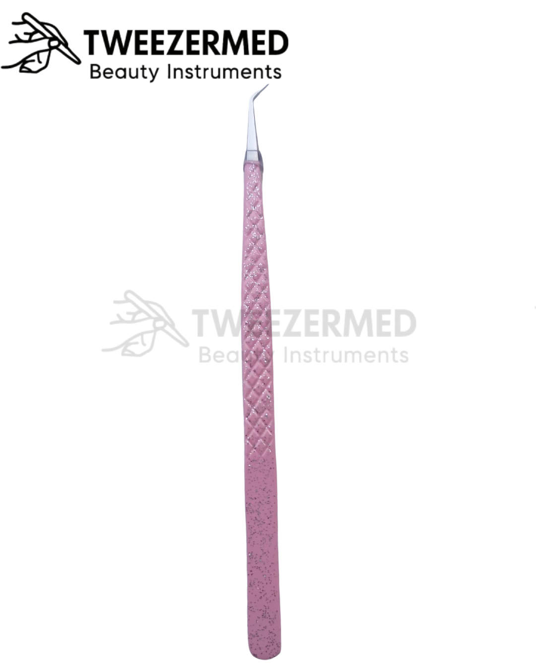 1 Pc Pink Shiny Powder Coated Lash Tweezer – Pro Grip by TweezerMed