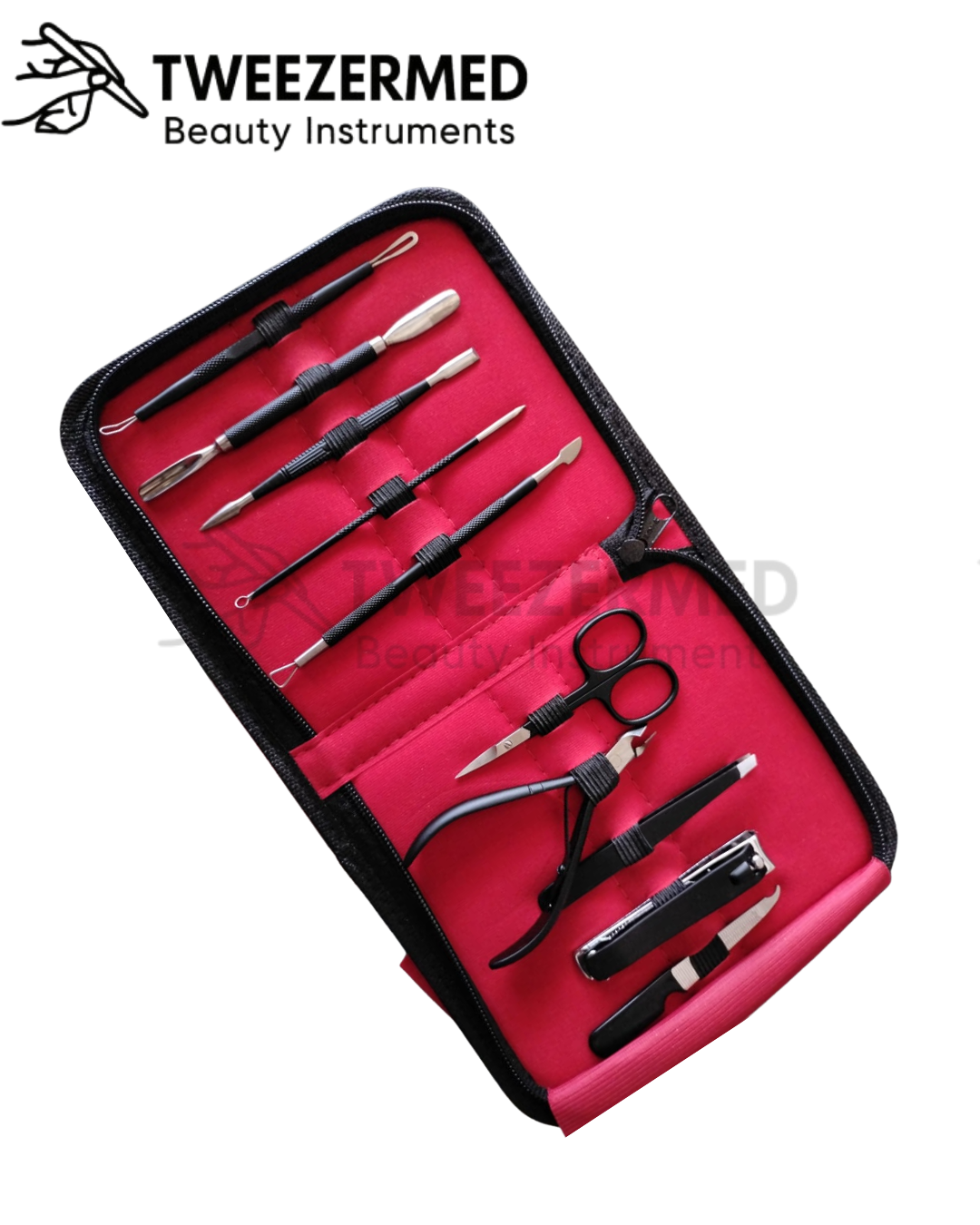 10 Pcs Black Mani Pedi Kit – Premium Grooming Tools by TweezerMed