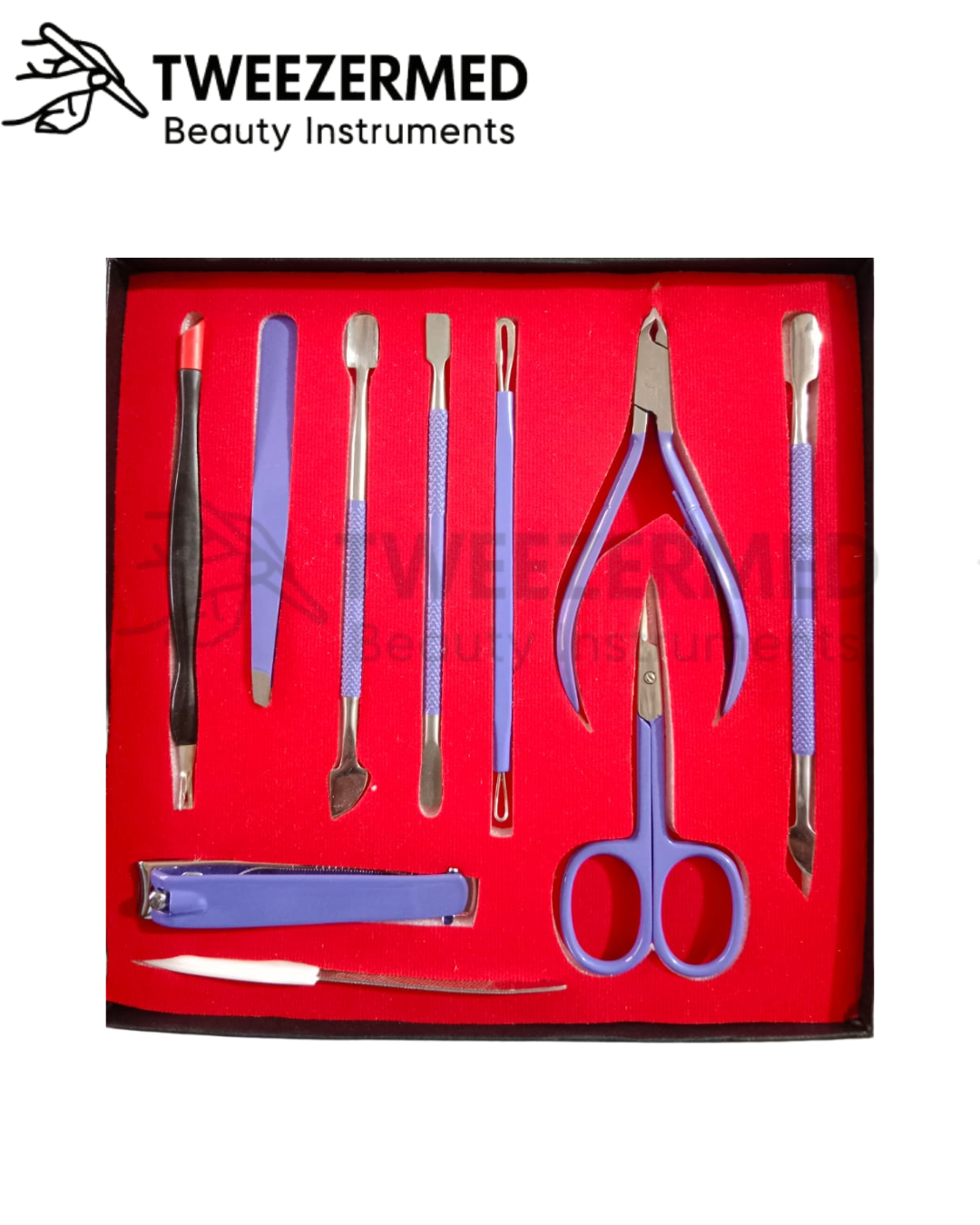 10 Pcs Purple Powder Coated Mani Pedi Kit – Premium Nail Care by TweezerMed