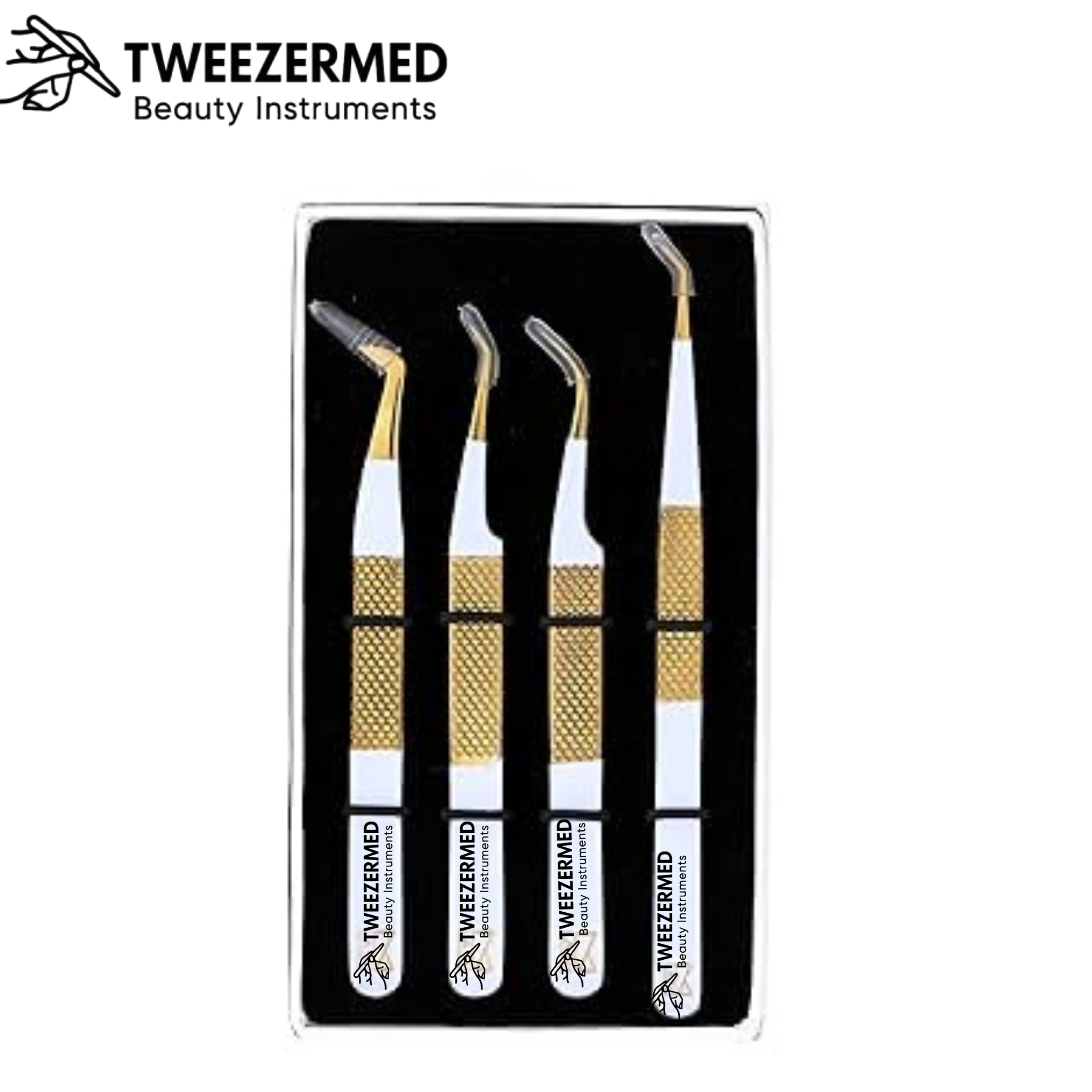 6 Pcs White Powder & Plasma Tweezer Set with White  Pouch | Tweezermed