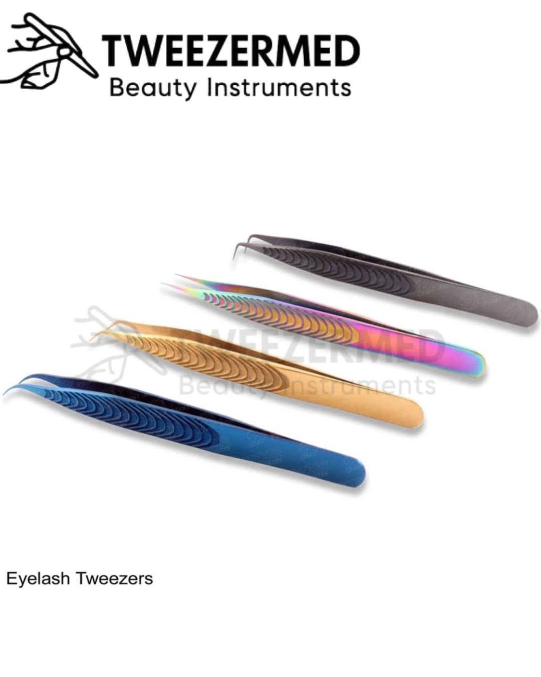 4 Pcs Eyelash Tweezer Set – Multi-Tip | Premium Glossy Box | By Tweezermed
